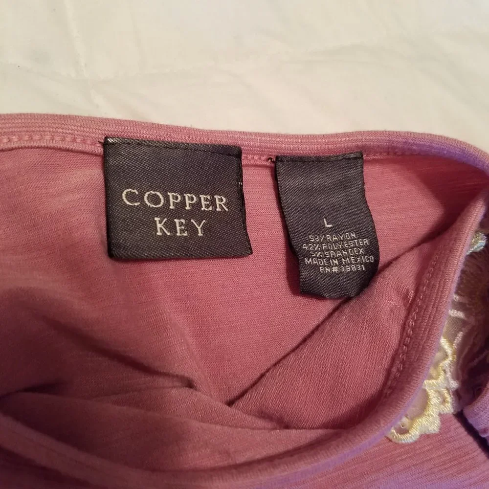 Copper Key Junior Pre-Teen  Blouse with‎ Embroidery Lace Sequin Flowers